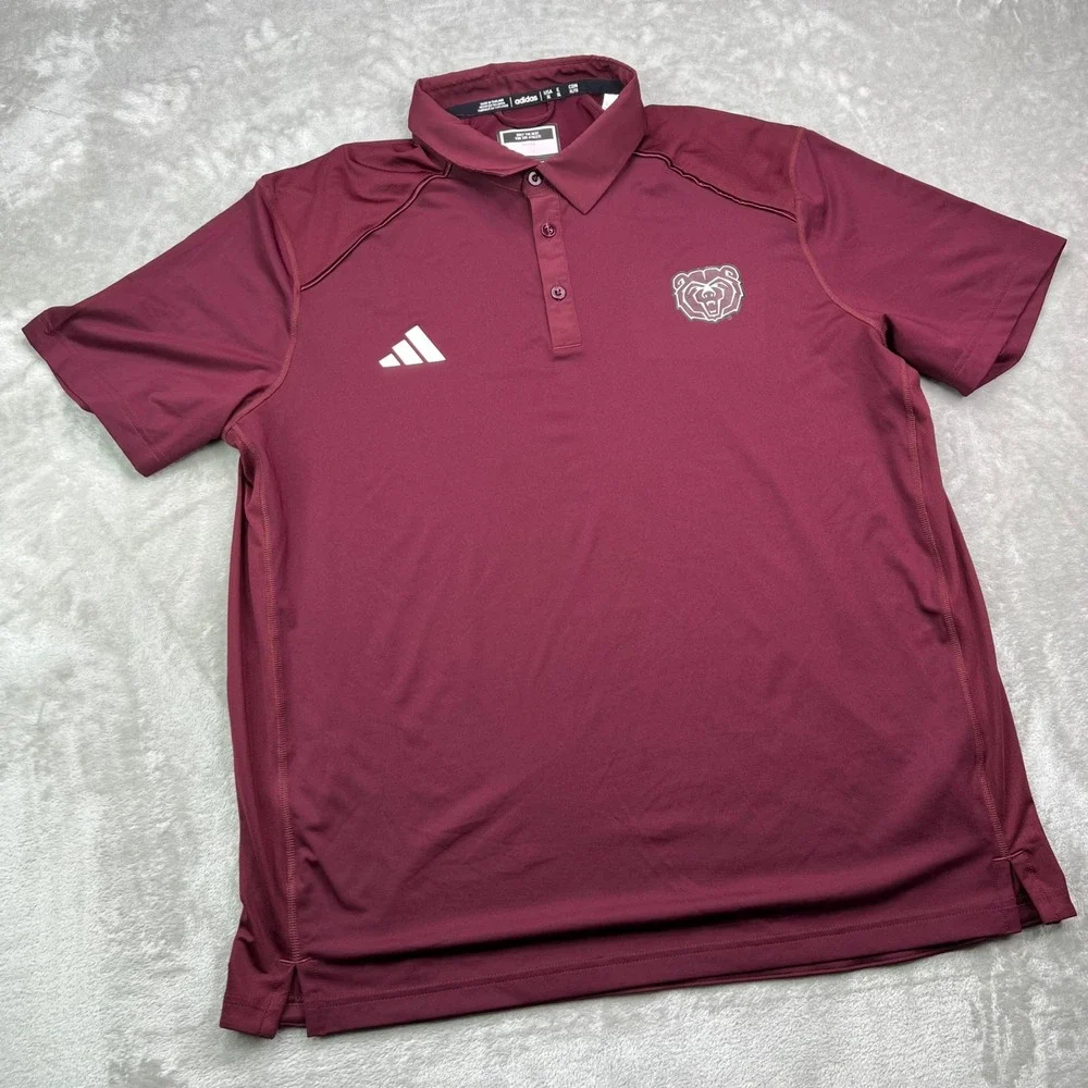 Adidas Missouri State Polo Shirt Mens XL‎ Maroon Aeroready Stretch Performance